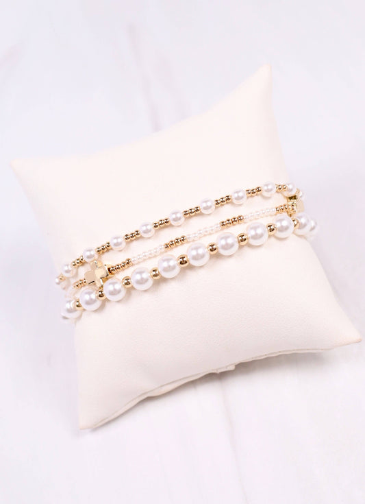 Grace Upon Grace Pearl Cross Bracelet Set