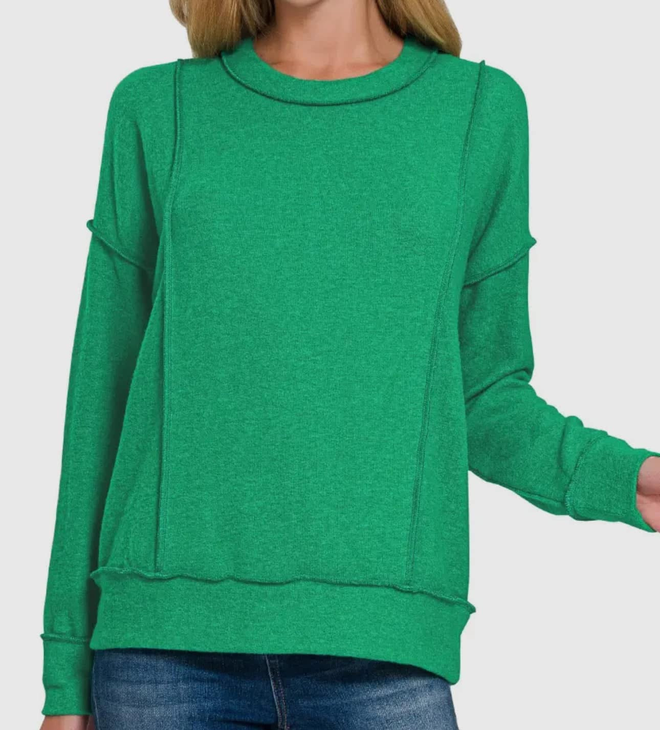 Ultrasoft Green Side-Seam Sweater