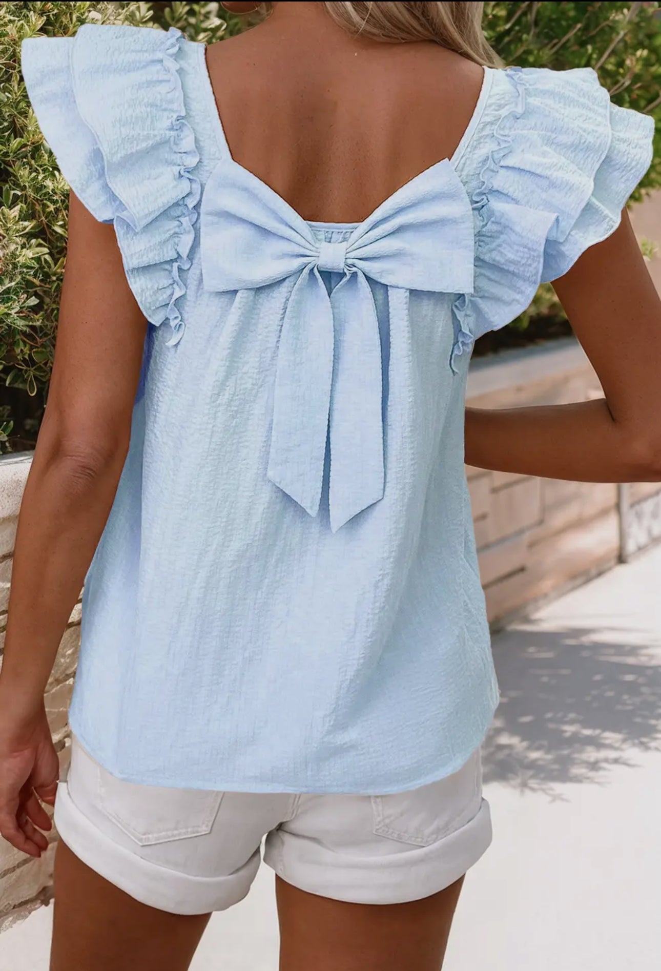 Bow Detail Flutter Top