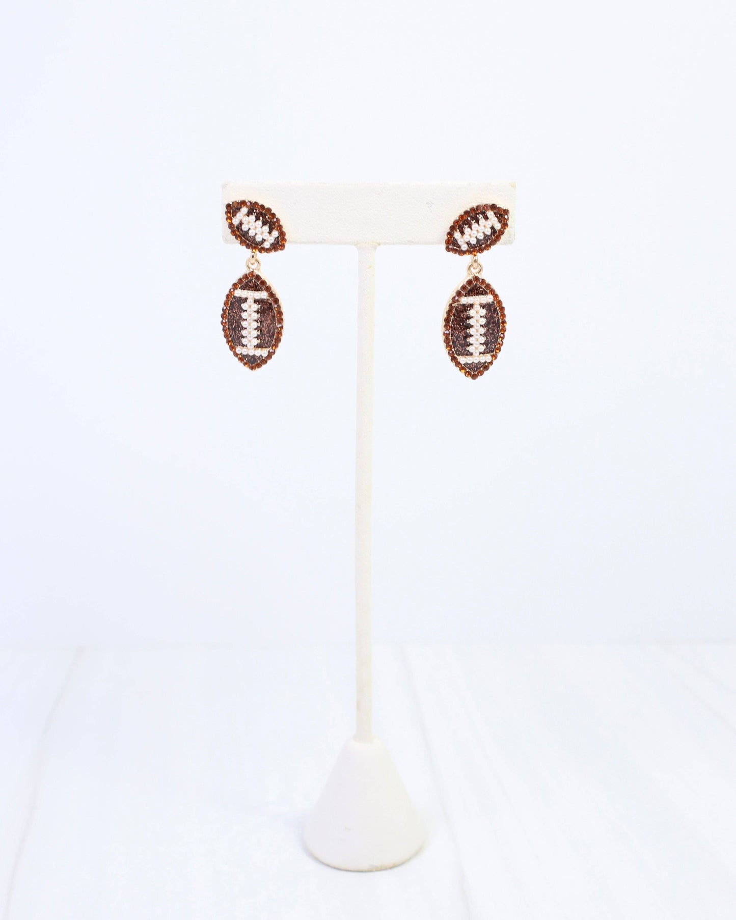 Beaded Football Dangle Earrings