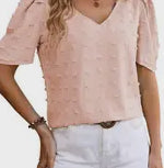 Light Pink V-Neck Ruffle Sleeve