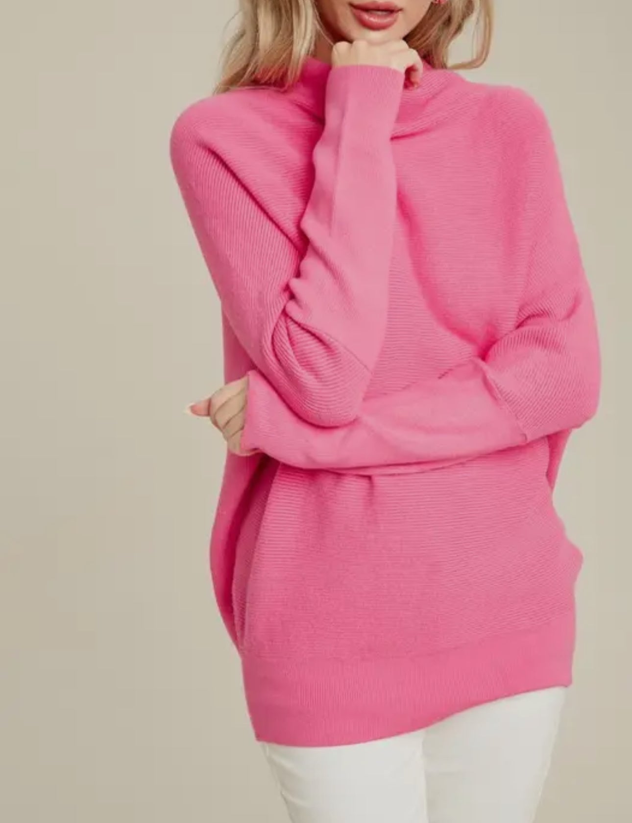 Pink Slouch Neck Sweater