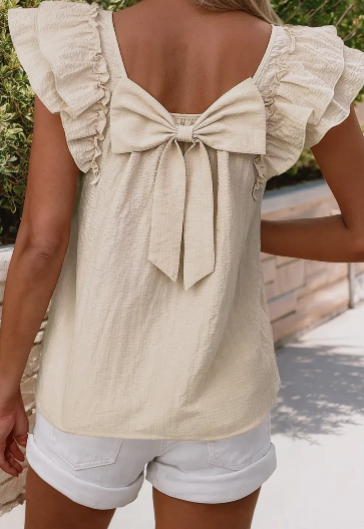 Ruffle Sleeve Bow Blouse