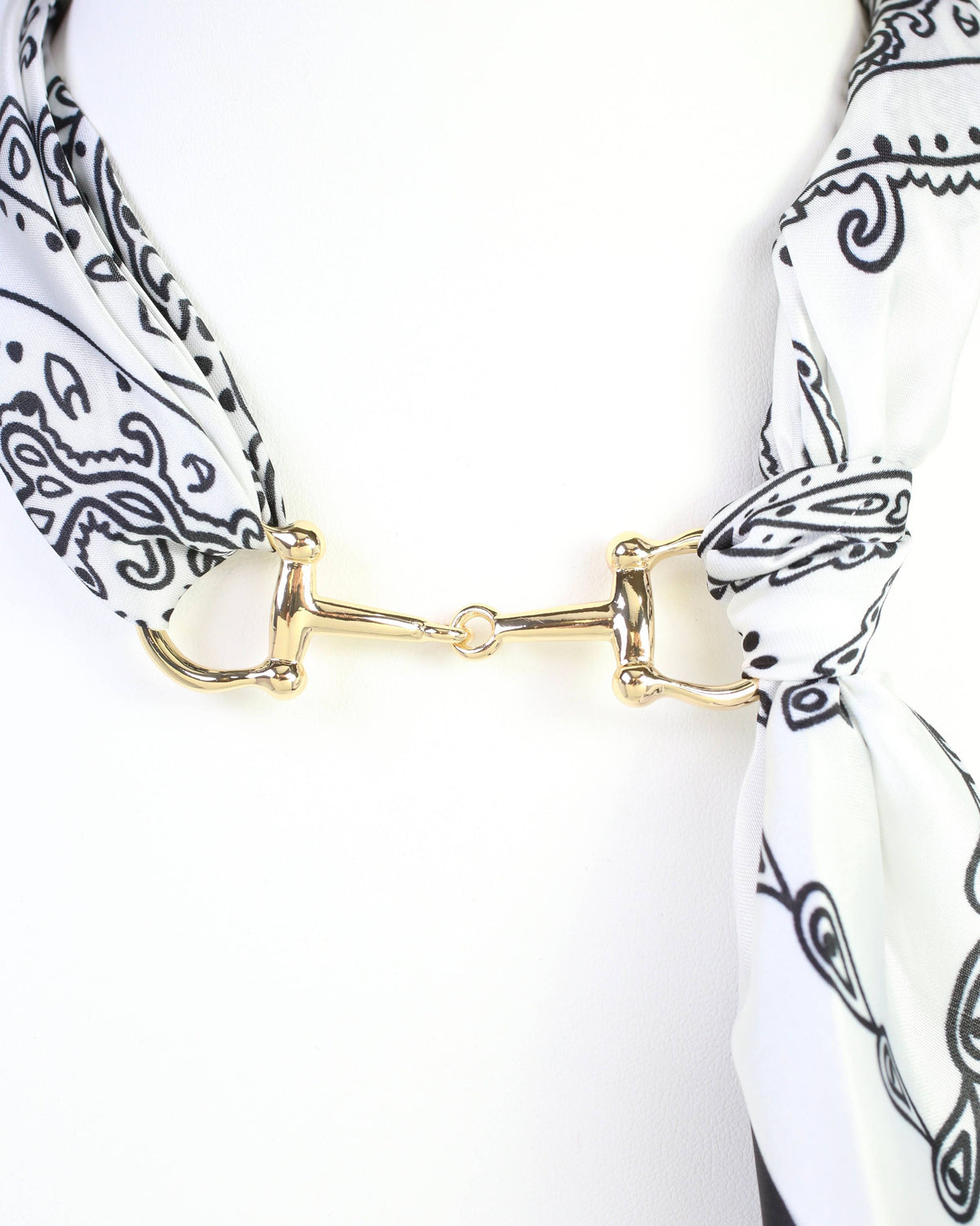 Black & White Horsebit Scarf Necklace