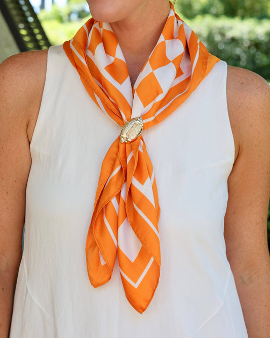 Orange & White Checkered Game Day Scarf