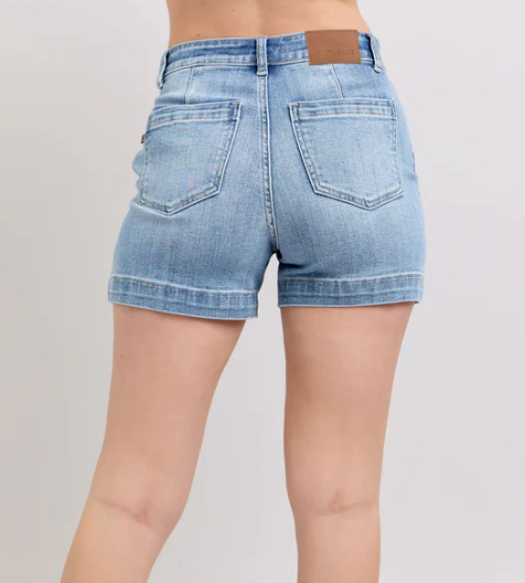 Judy Blue Mid-Rise Denim Trouser Shorts