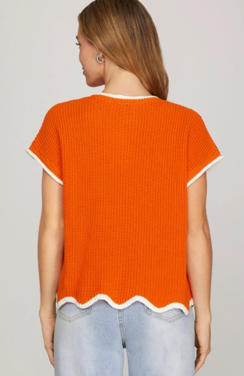 Orange & White Game Day Sweater Top