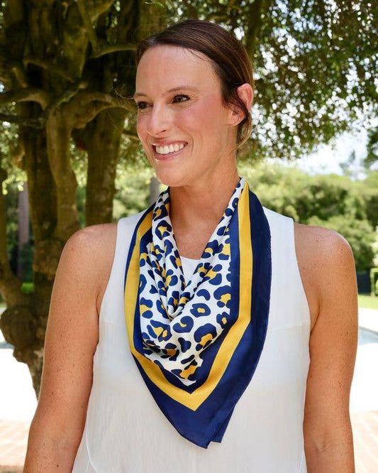 Blue & Gold Animal Print Game Day Scarf