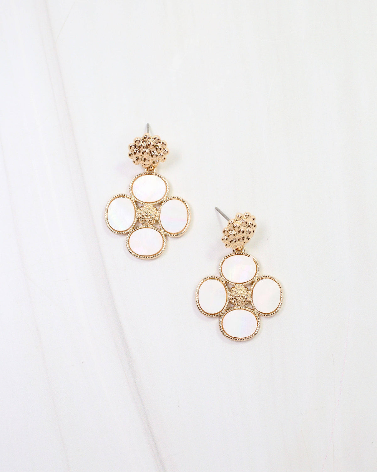 Mother-of-Pearl Flower Dangle Earrings