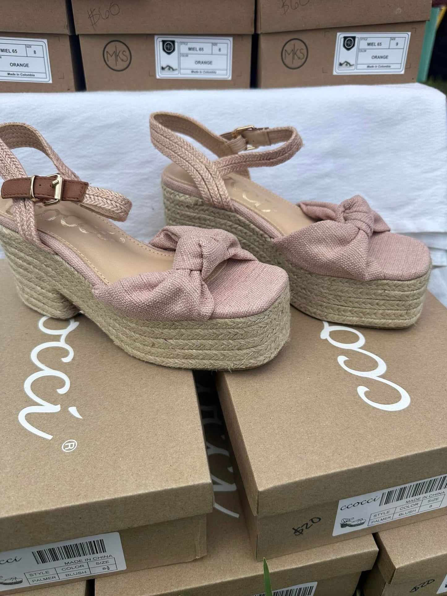 Knotted Platform Heel - Blush