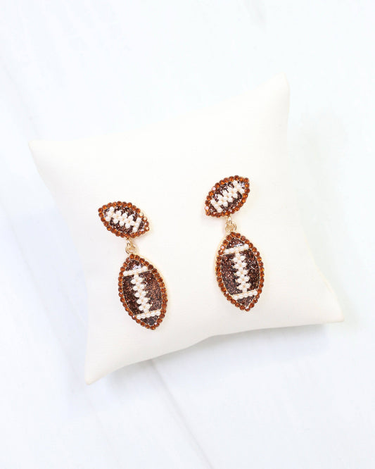 Beaded Football Dangle Earrings