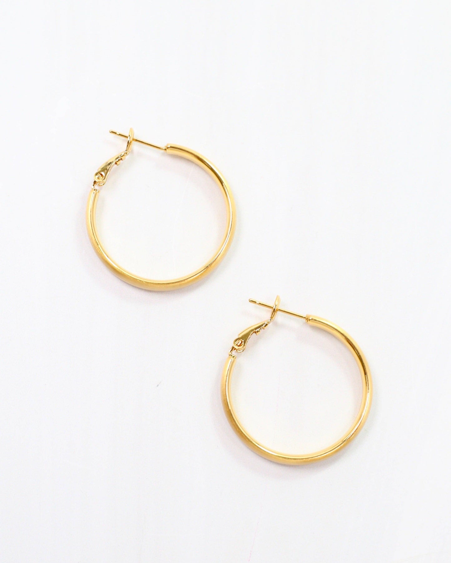 Worn Gold Medium Hoop Earrings