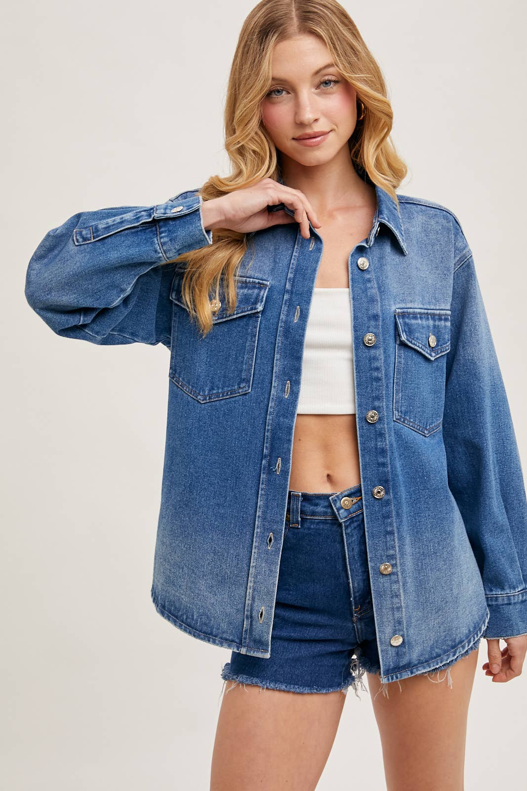 Washed Denim Shirt Jacket