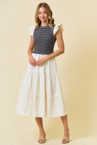 Black Textured Stripe Poplin Dress