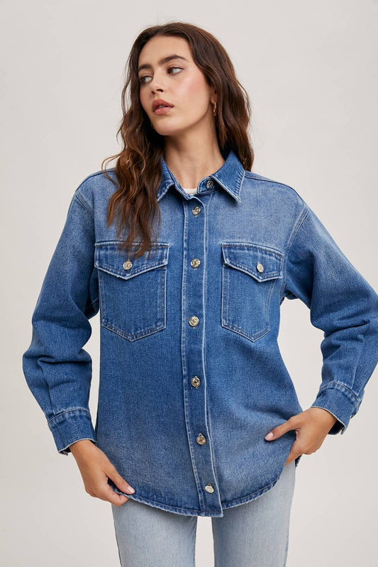 Washed Denim Shirt Jacket