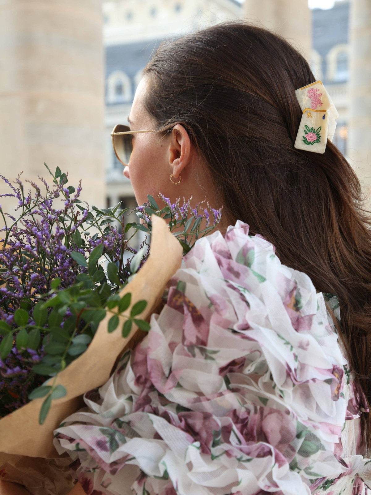Mahjong Floral Claw Clip