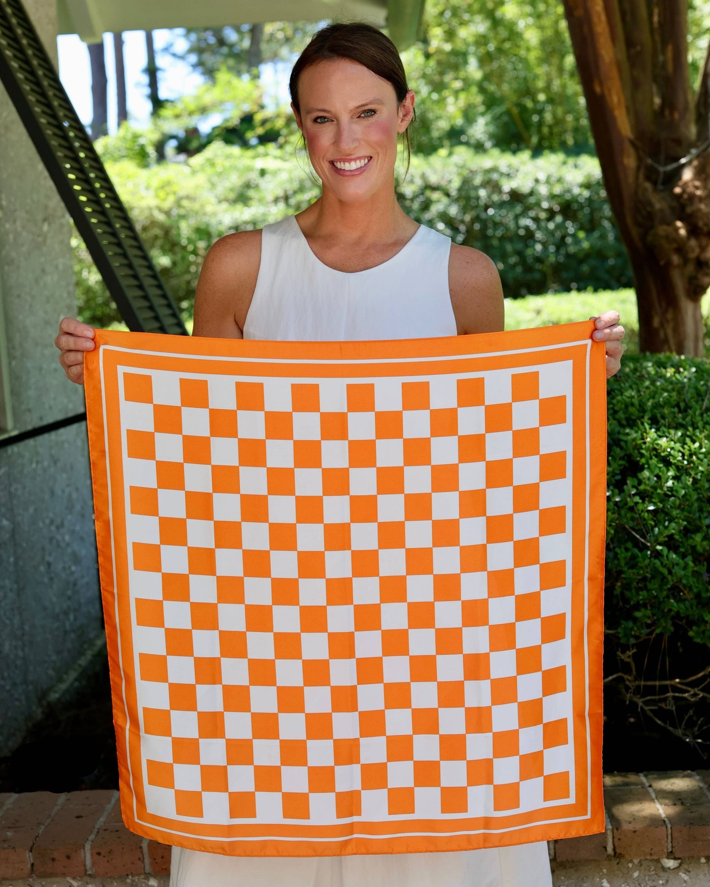 Orange & White Checkered Game Day Scarf