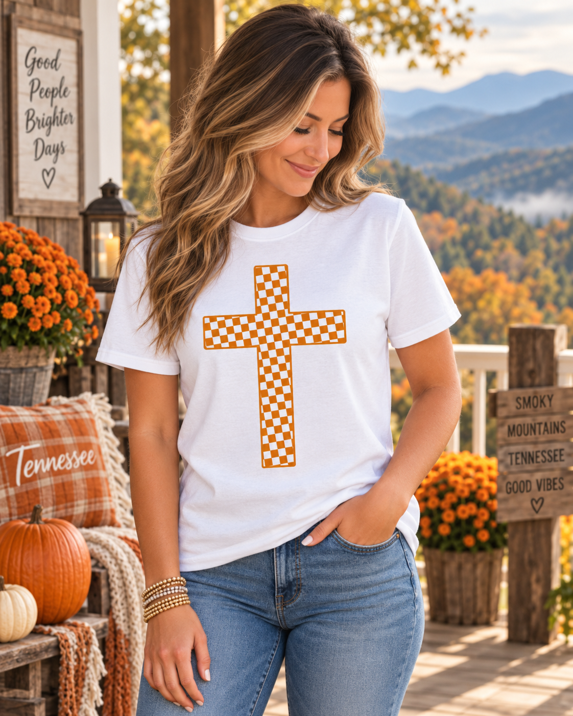 Checked by Grace Cross Graphic Tee