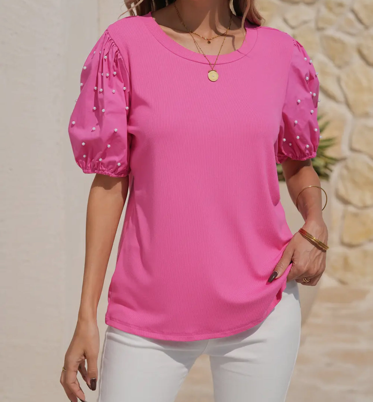 Pearl Puff Sleeve Top