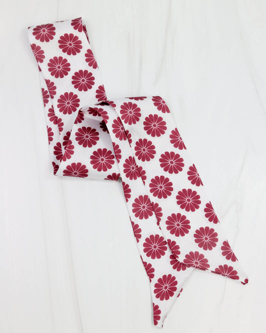 Maroon Floral Skinny Scarf