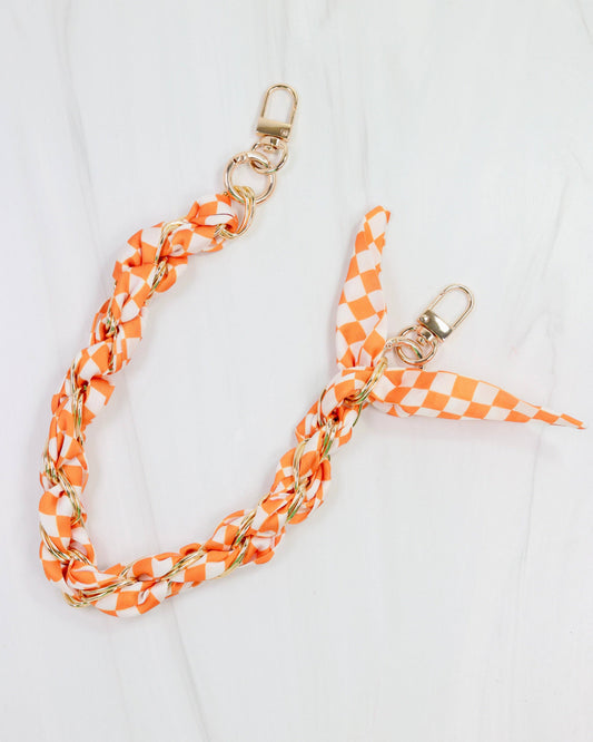 Orange & White Checkered Scarf Purse Chain