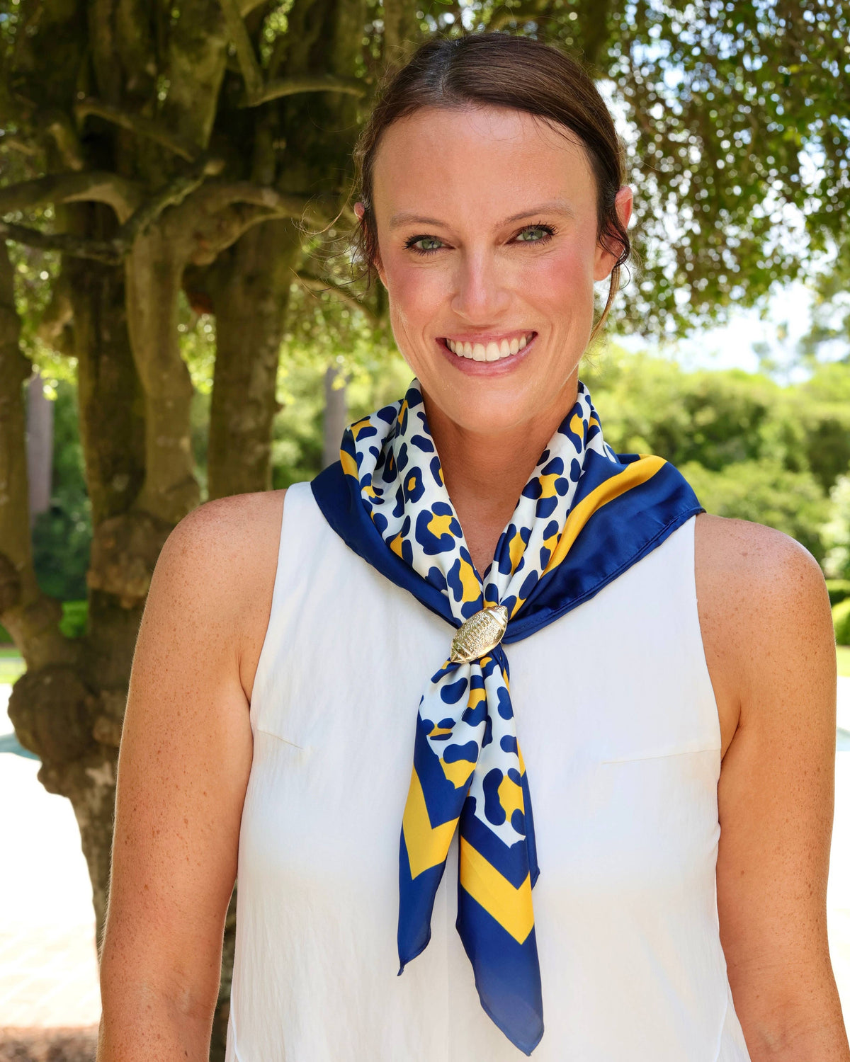 Blue & Gold Animal Print Game Day Scarf