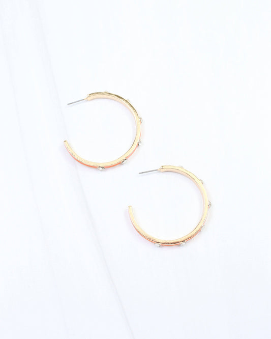 Orange Enamel Hoop Earrings