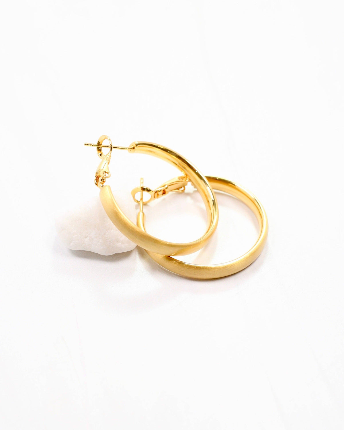 Worn Gold Medium Hoop Earrings