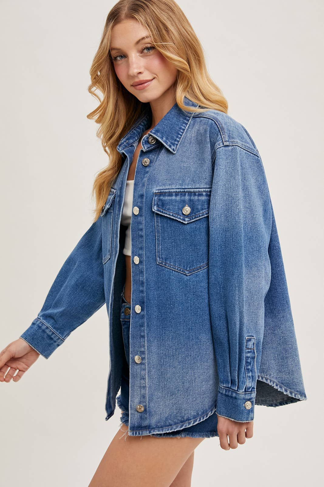 Washed Denim Shirt Jacket