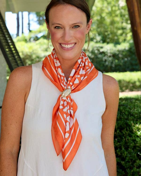 Orange & White Leopard Print Game Day Scarf