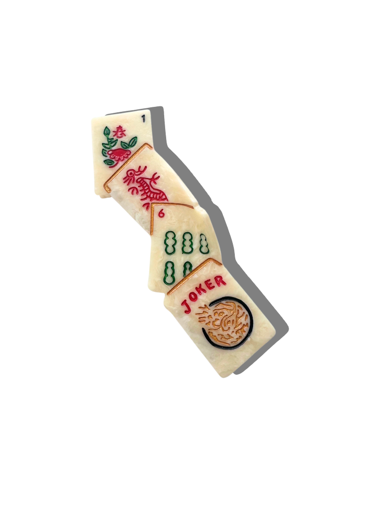 Hand-Painted Mahjong Hair Claw Clip