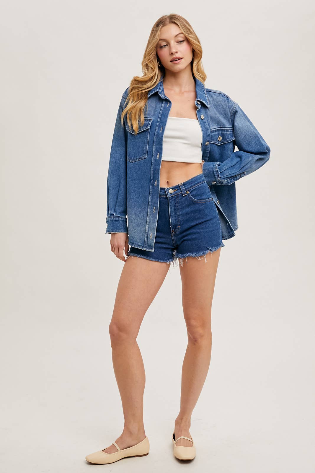 Washed Denim Shirt Jacket