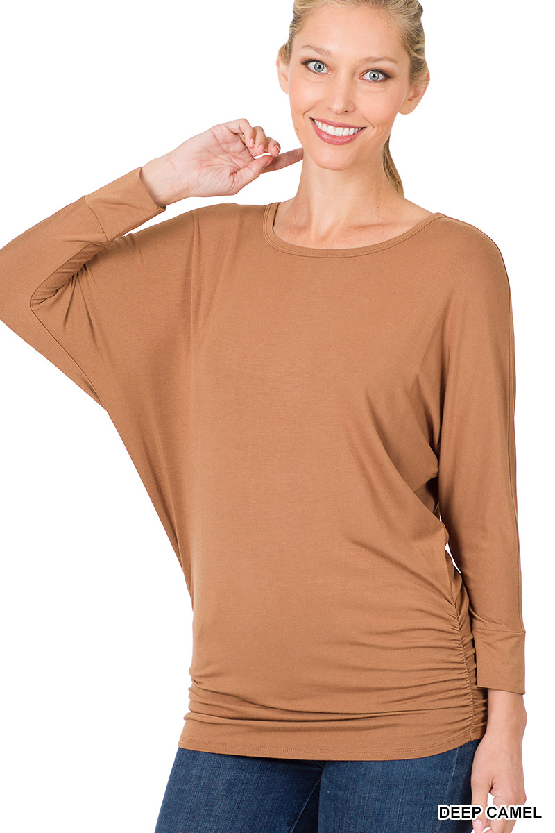 Boat Neck Side Rouche Top