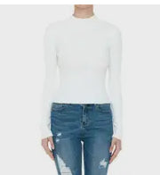 Ribbed Mock Neck Sweater Top
