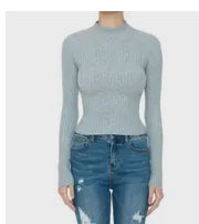 Ribbed Mock Neck Sweater Top