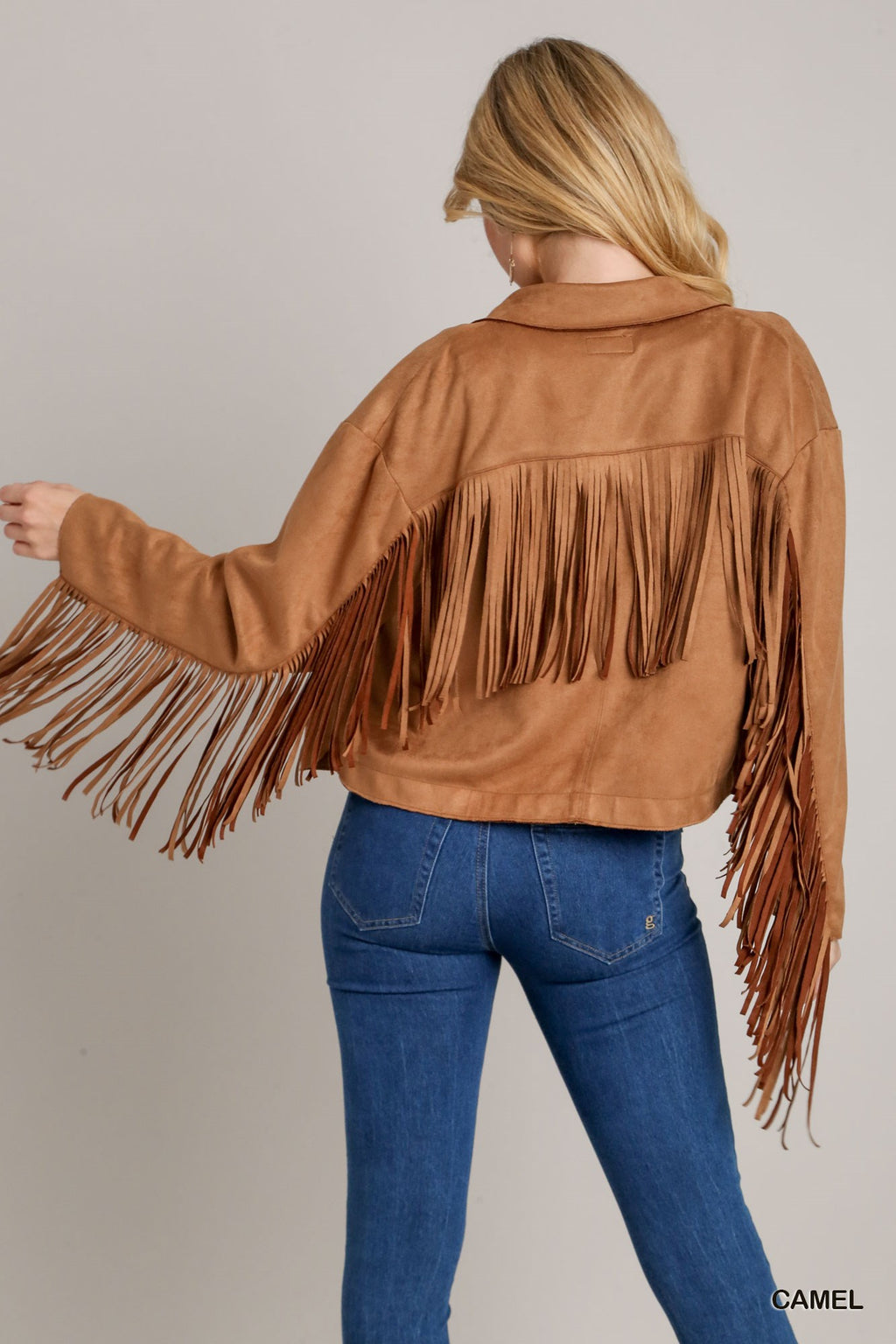 Suede Camel Fringe Jacket