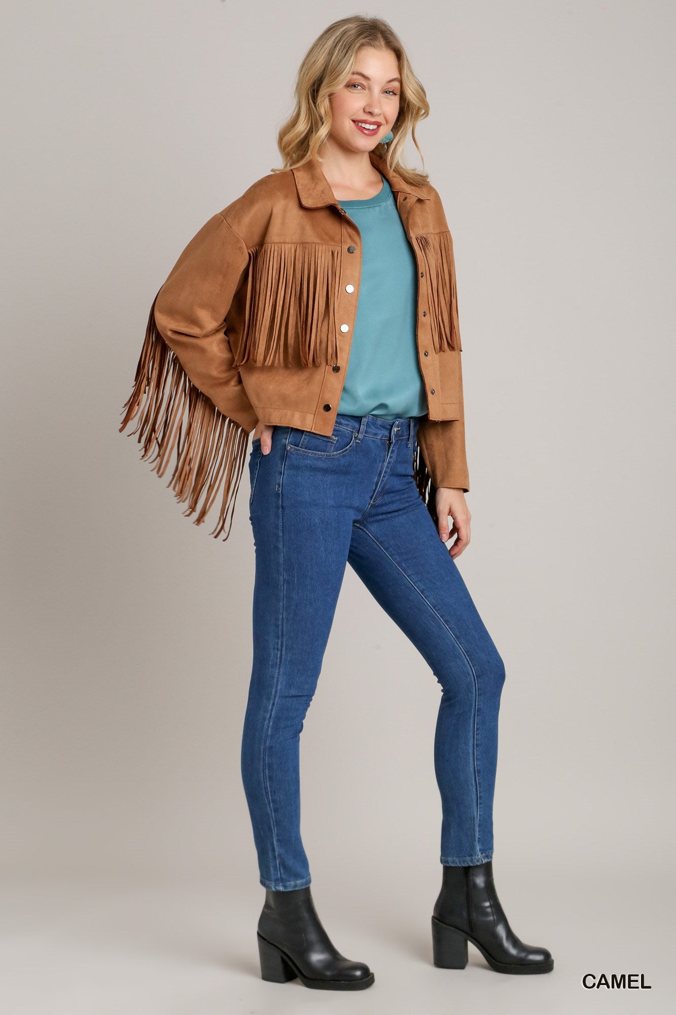 Suede Camel Fringe Jacket