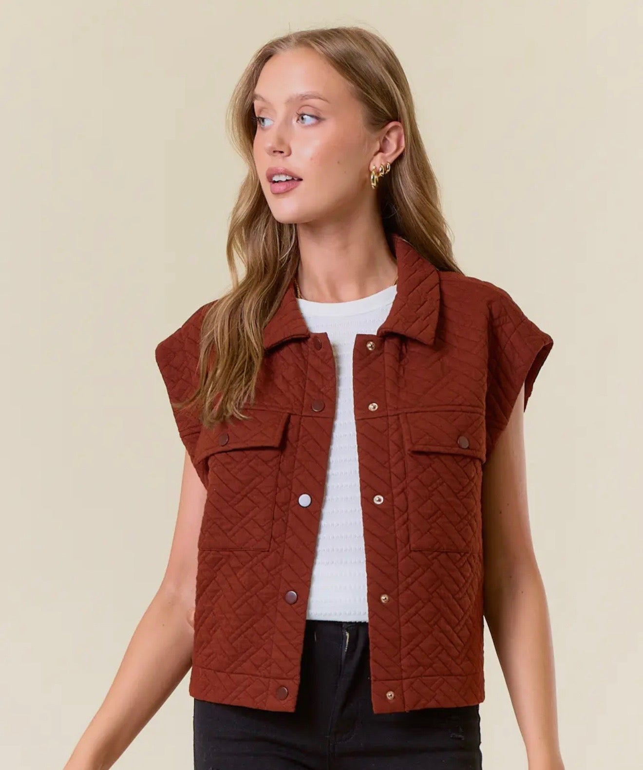 Drop Shoulder Quilted Vest
