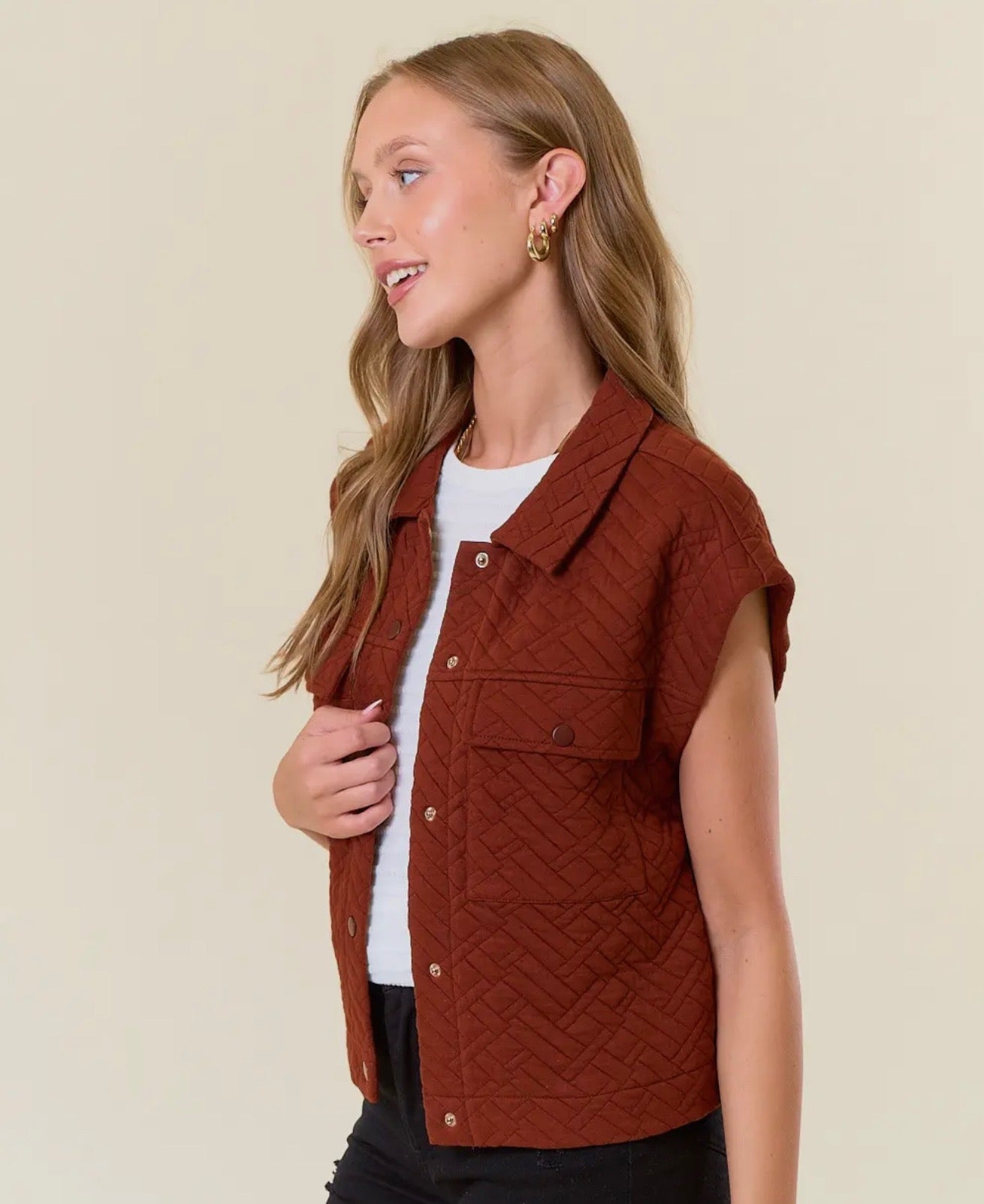 Drop Shoulder Quilted Vest