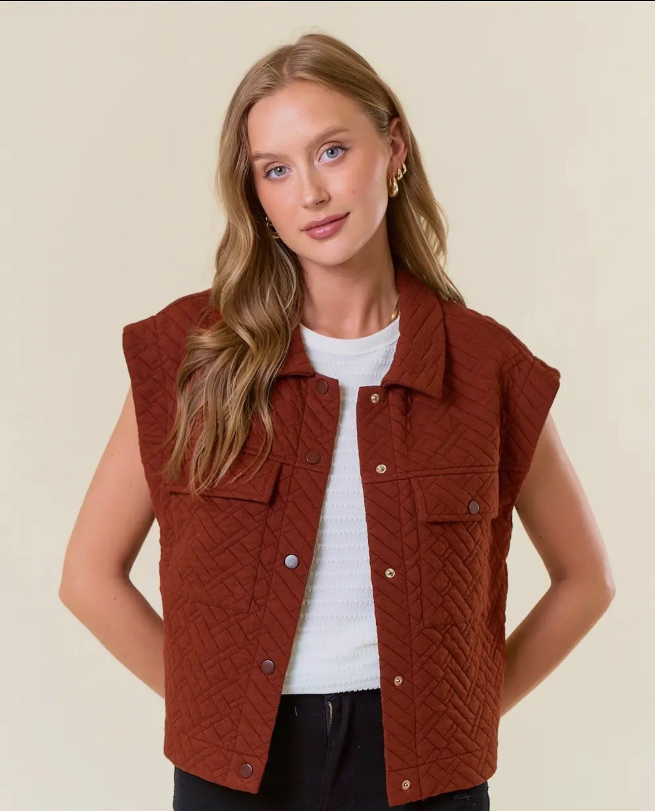Quilted Vest - Rust