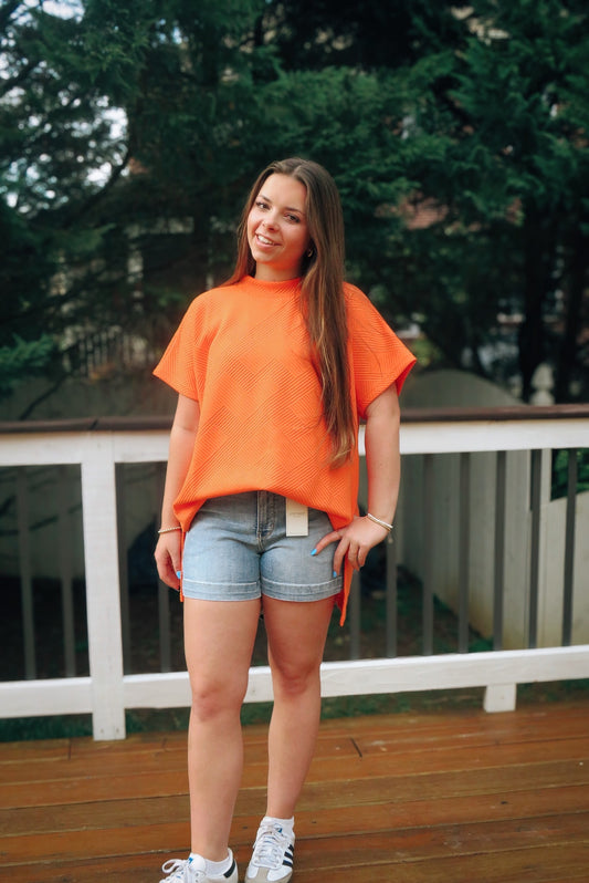 Orange Quilted Lounger Top