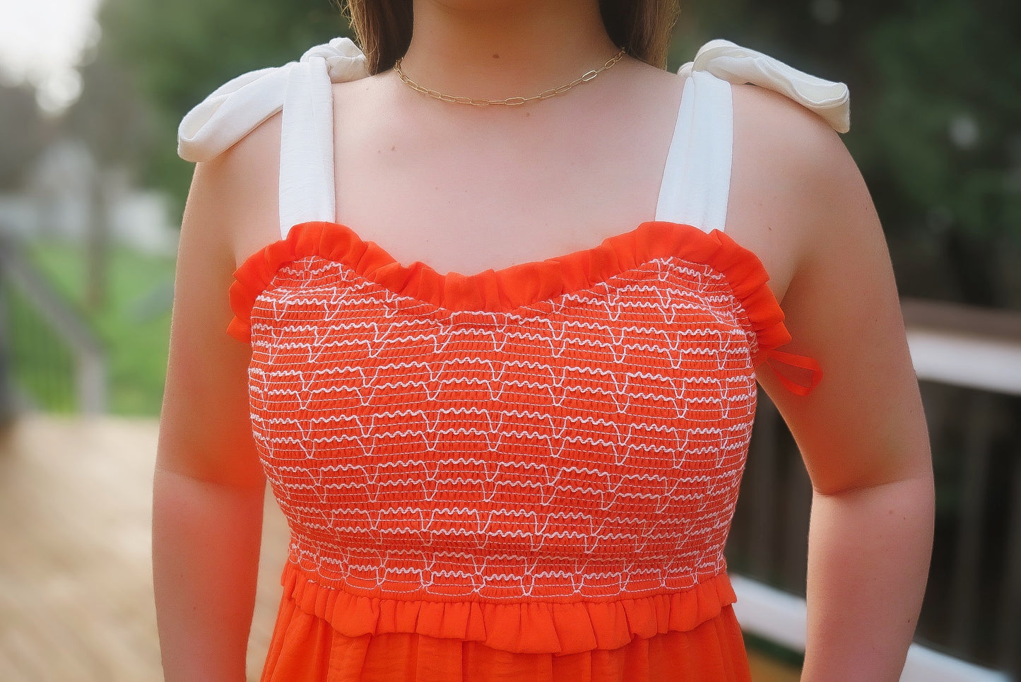 Smocked Bow Strap Dress