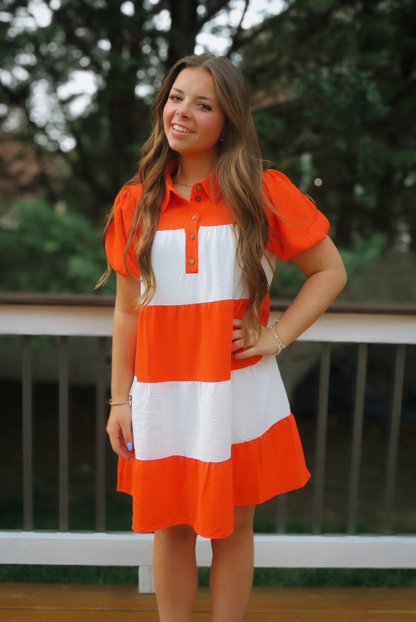 Game Day Colorblock Puff Sleeve Dress