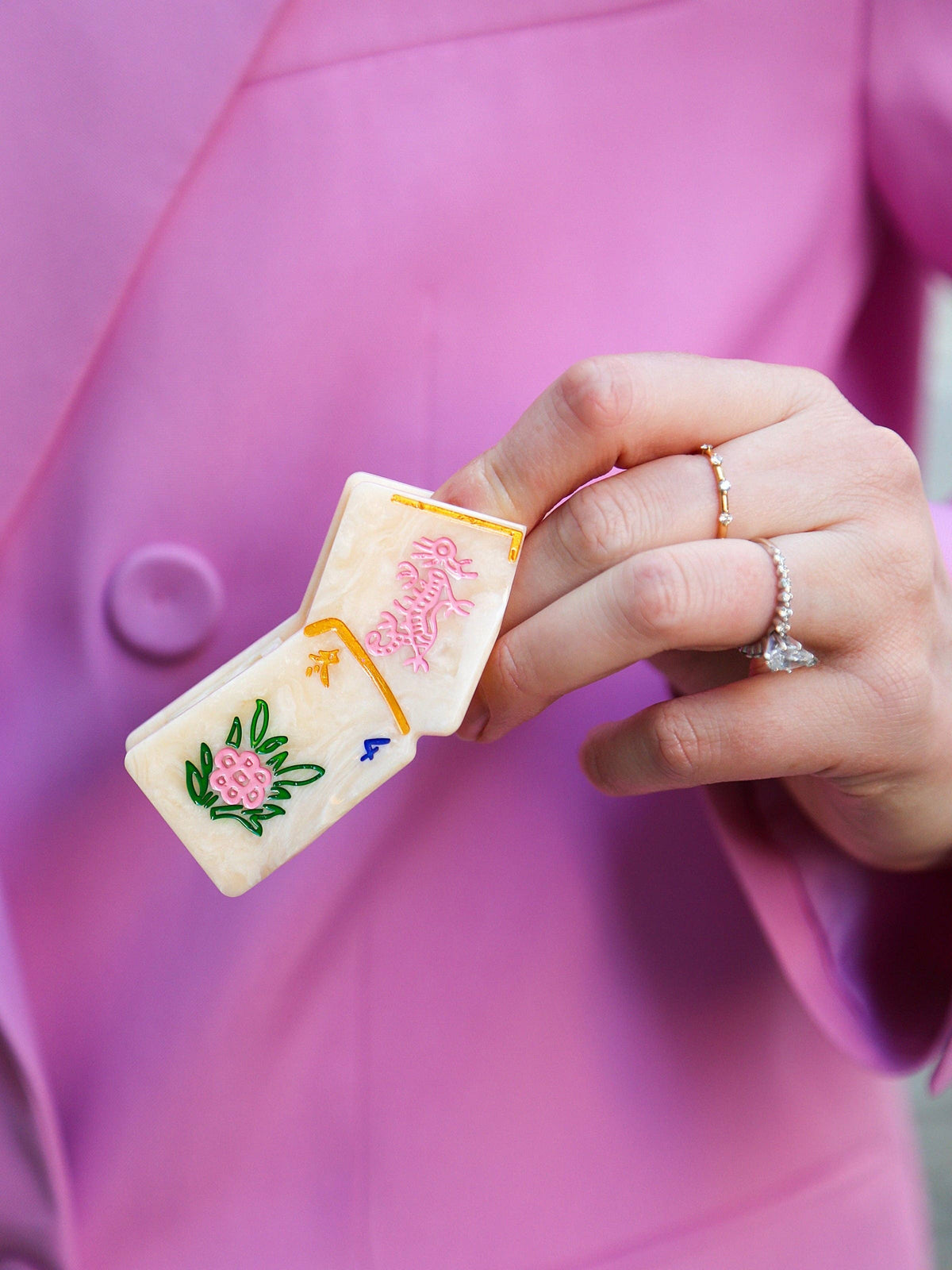 Mahjong Floral Claw Clip