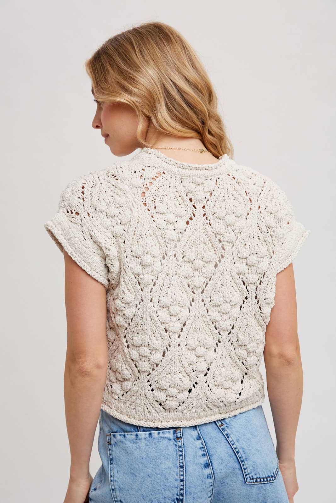 Natural Textured Knit Sweater Top