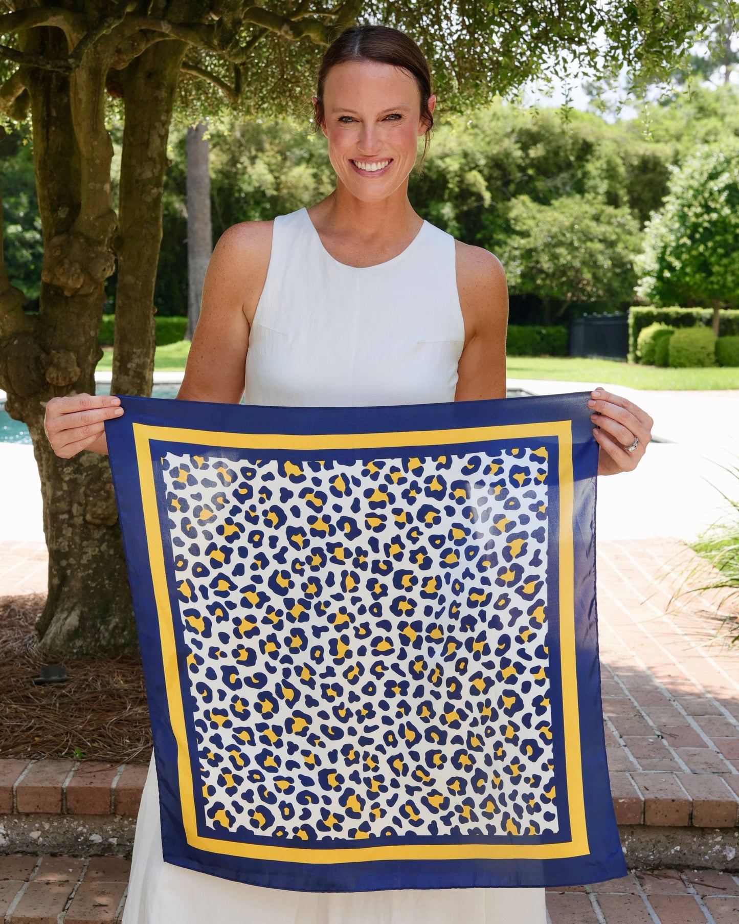 Blue & Gold Animal Print Game Day Scarf