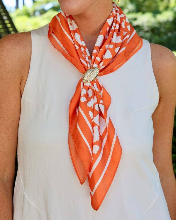 Orange & White Leopard Print Game Day Scarf