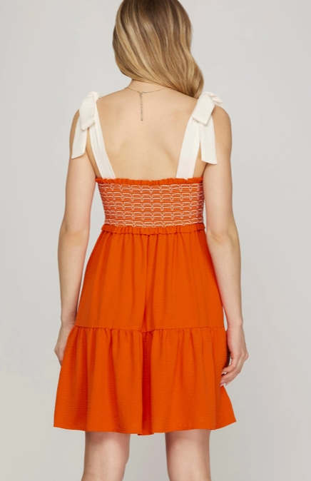 Smocked Bow Strap Dress