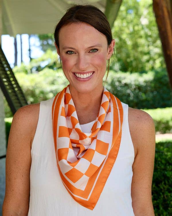 Orange & White Checkered Game Day Scarf