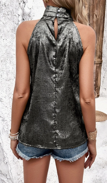 Metallic Halter Top